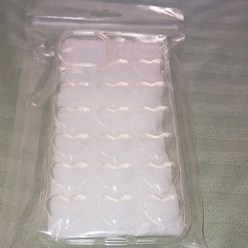 I Phone 15 Plus Or 14 Plus Clear Heart Design Phone Case